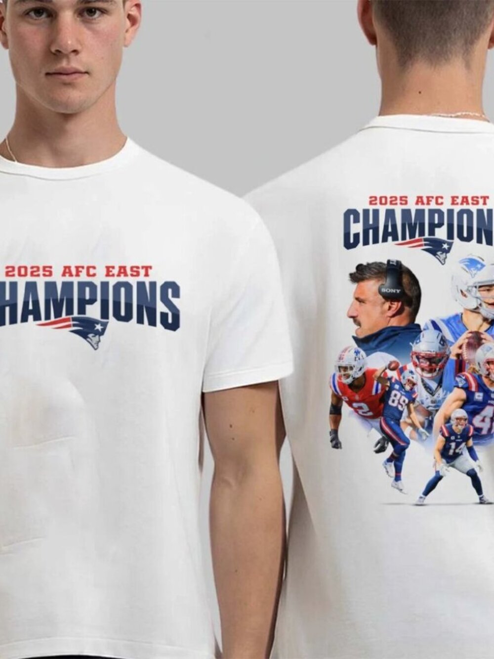 New England 2025 Patriots AFC East Division Champions Two Sided T Shirt